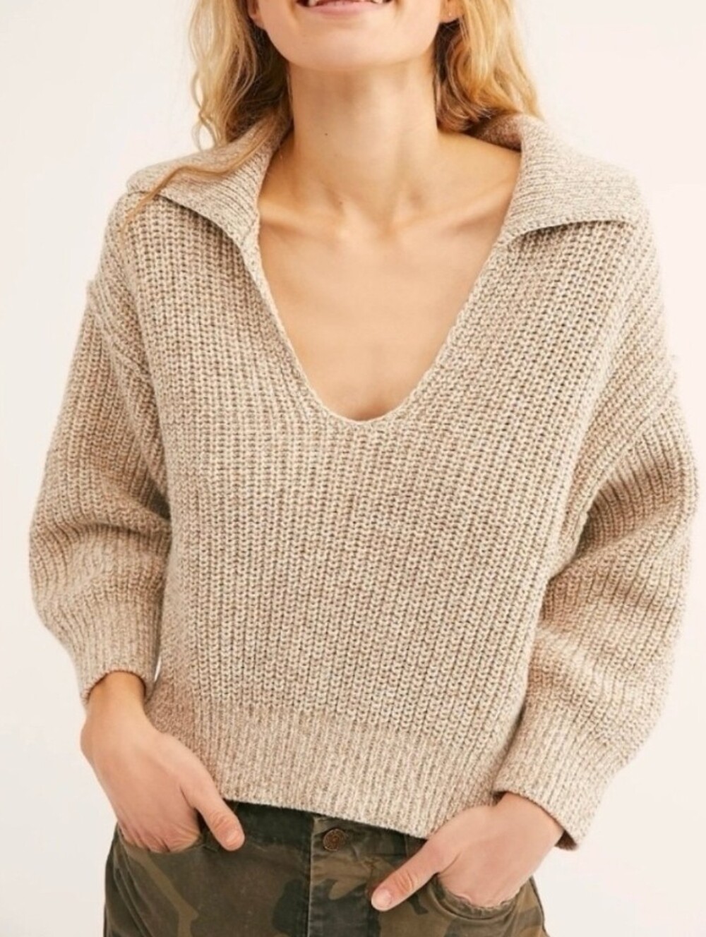 Free People Womens Love This City Collared Knit Pullover Sweater
